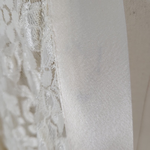 Vintage Lace Robe Bell Sleeve Long belted peignoir satin angel kimono duster - Picture 11 of 17